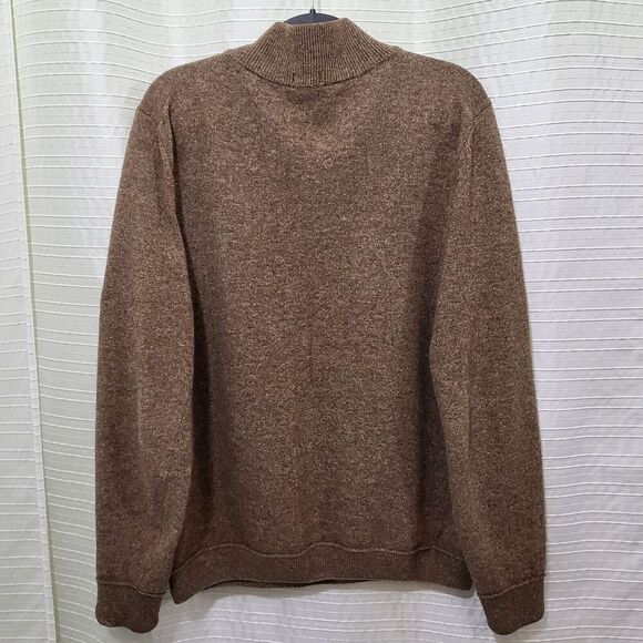 VTG 90s Hugo Boss Mock Neck Henley Sweater Wool Blend Brown Heather Men's M - Picture 3 of 8